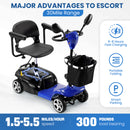 THLAND 30 Miles Long Range 4 Wheel Electric Mobility Scooter with 350W Motor - Foldable Mobility Scooter for Adults/Seniors - Compact Heavy Duty Mobility for Travel, 300 lb Capacity