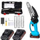 Mini motosierra inalámbrica de 6" con 2 baterías y 3 cadenas(venta de liquidación)