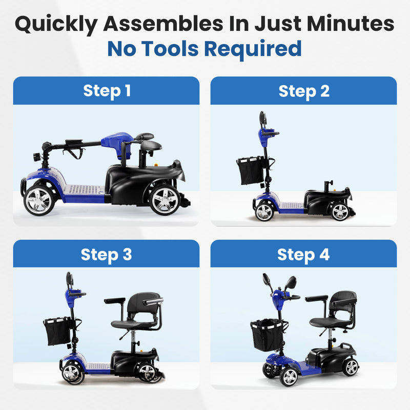 THLAND 30 Miles Long Range 4 Wheel Electric Mobility Scooter with 350W Motor - Foldable Mobility Scooter for Adults/Seniors - Compact Heavy Duty Mobility for Travel, 300 lb Capacity