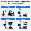 THLAND 30 Miles Long Range 4 Wheel Electric Mobility Scooter with 350W Motor - Foldable Mobility Scooter for Adults/Seniors - Compact Heavy Duty Mobility for Travel, 300 lb Capacity (Silver)