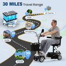 THLAND 30 Miles Long Range 4 Wheel Electric Mobility Scooter with 350W Motor - Foldable Mobility Scooter for Adults/Seniors - Compact Heavy Duty Mobility for Travel, 300 lb Capacity (Silver)