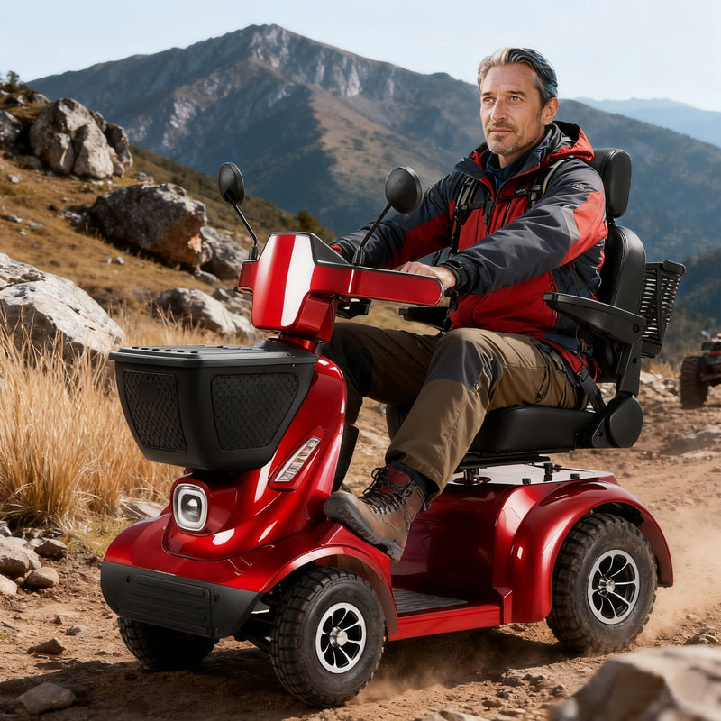 THLAND Heavy Duty 4 Wheel Mobility Scooter for Seniors & Adults, 500 lbs Capacity, Electric Powered Chair with 1000W Motor, All-Terrain Fast Travel, 30 Miles Long Range Battery, Bluetooth Speaker