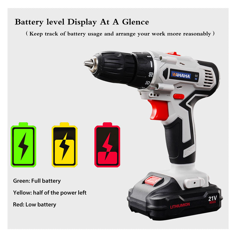 Taladro eléctrico de 21V con capacidad de 12000mAh para 1 hora de duración de la batería（venta de liquidación）