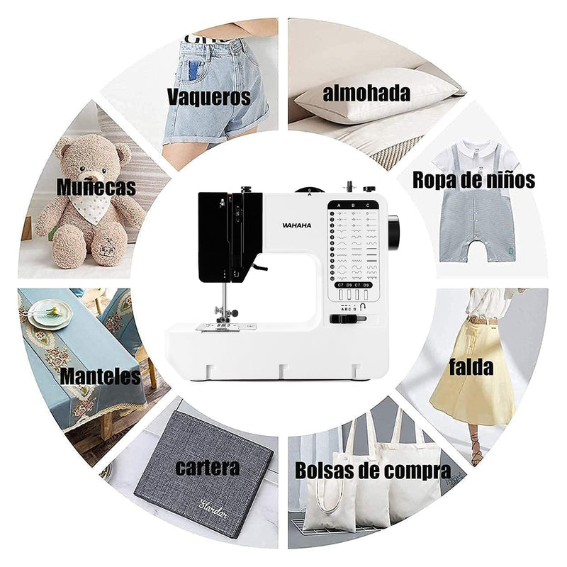 Maquina de Coser Portatil 36 Tipos de Puntadas 4 modos de energía（mantenga su móvil abierto）