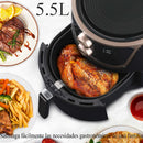 Freidora de aire de gran capacidad 5.5L negra