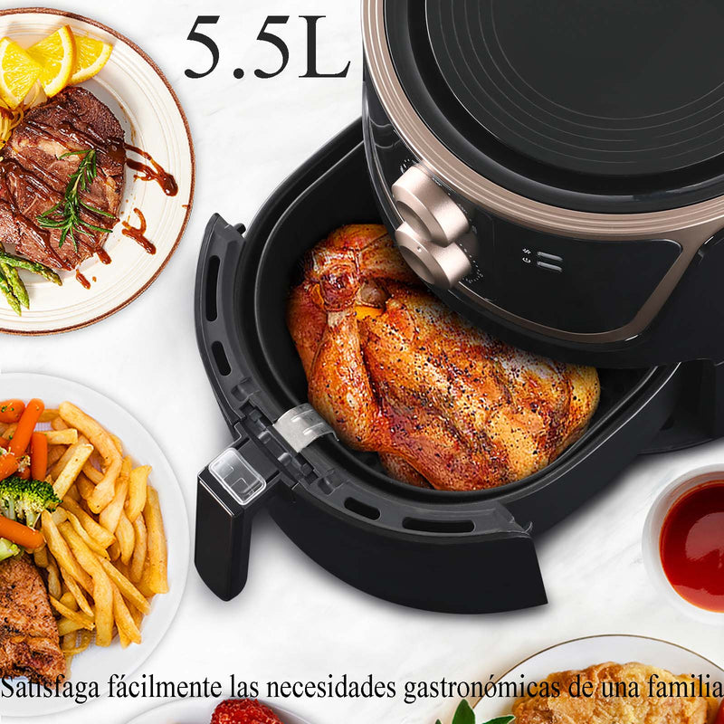 Freidora de aire de gran capacidad 5.5L negra