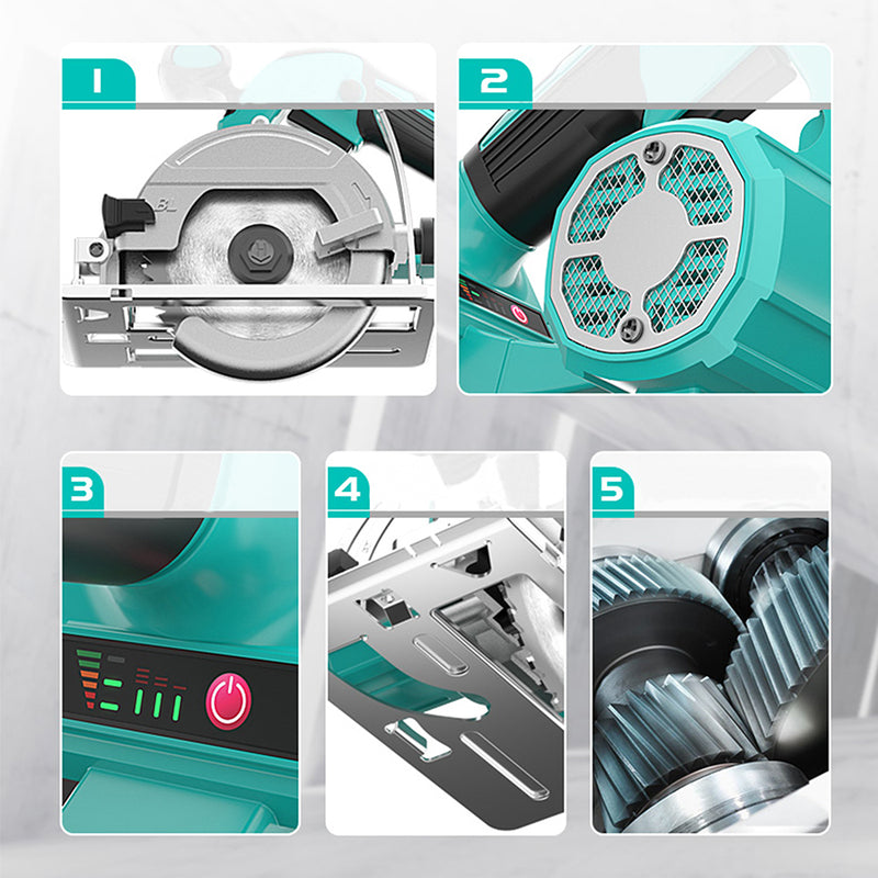 Batería de litio de sierra circular eléctrica recargable cortadora eléctrica portátil de 5 pulgadas（mantenga su móvil abierto）