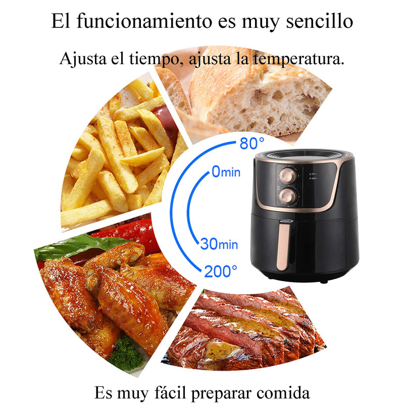 Freidora de aire de gran capacidad 5.5L negra