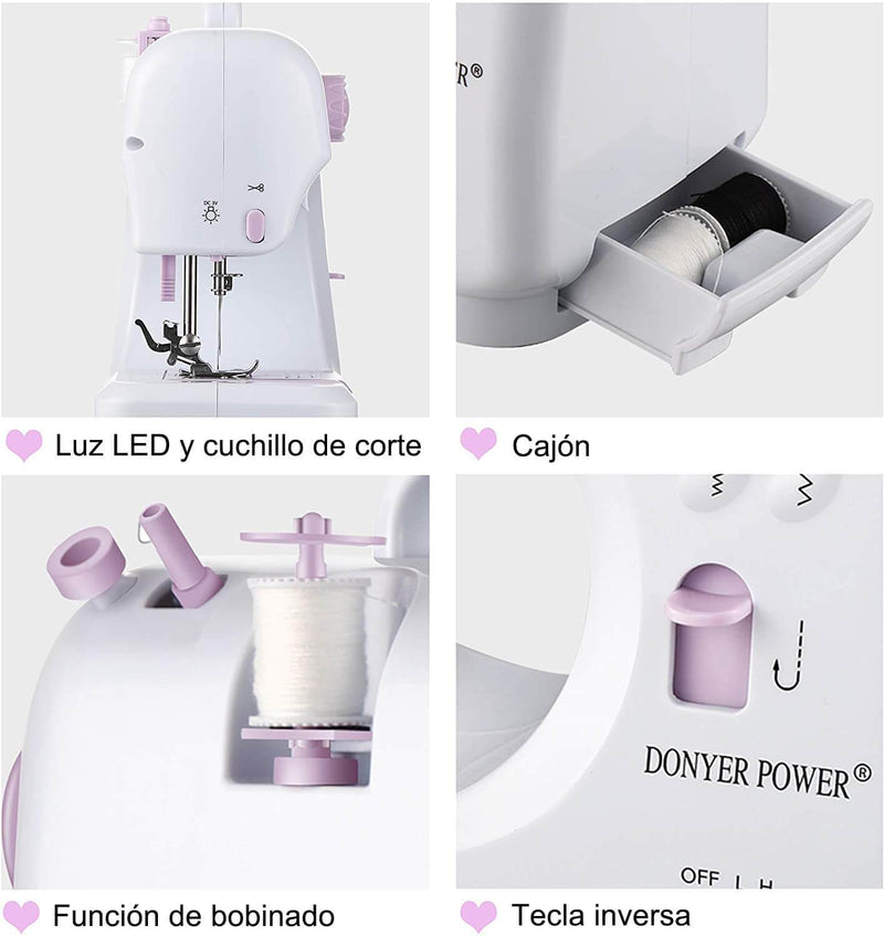 Maquina de Coser Portatil 12 Tipos de Puntadas 2 modos de energía（mantenga su móvil abierto）
