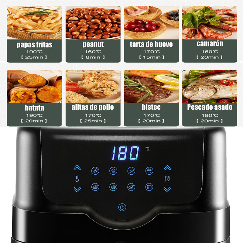 Freidora de aire táctil LCD multifuncional para el hogar