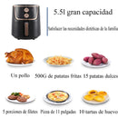 Freidora de aire de gran capacidad 5.5L negra