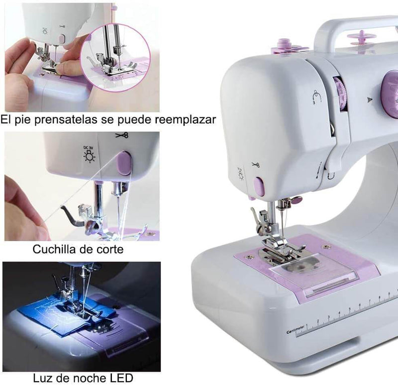 Maquina de Coser Portatil 12 Tipos de Puntadas 2 modos de energía（mantenga su móvil abierto）