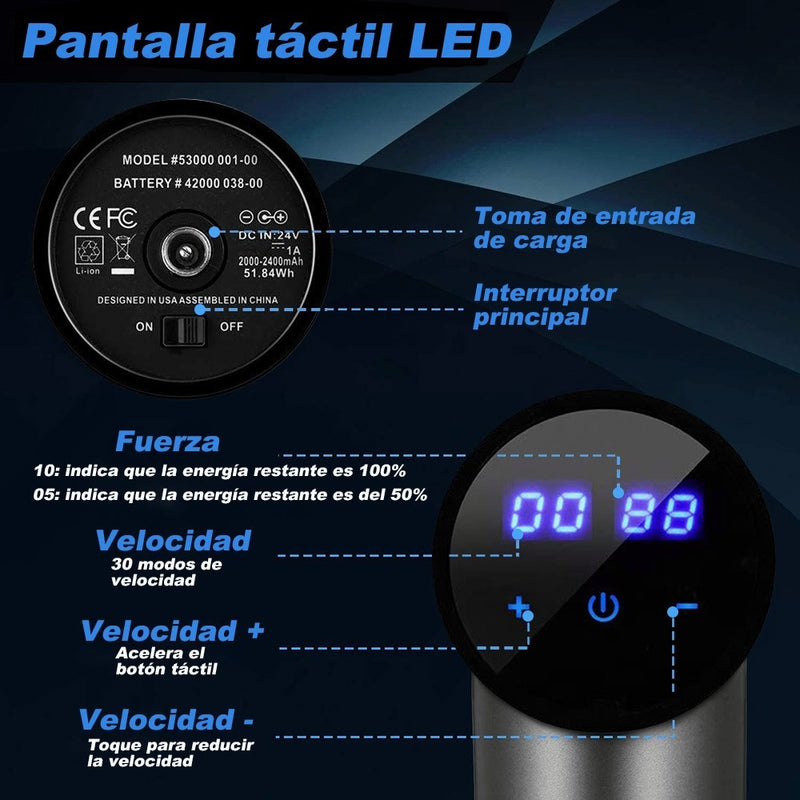 Pistola De Masaje Muscular Profesional De 30 Velocidades