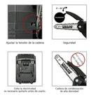 Motosierra portátil de 6" 2 baterías 3 cadenas (Oferta de liquidación)