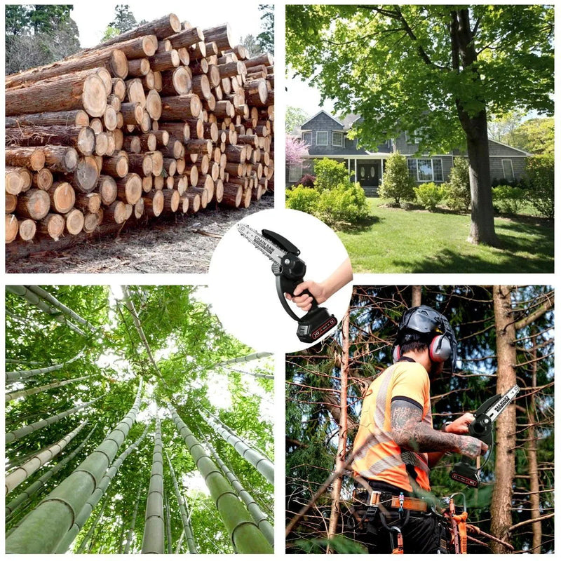 Motosierra portátil de 6" 2 baterías 3 cadenas (Oferta de liquidación)