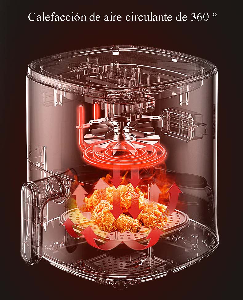 Freidora de aire de gran capacidad 5.5L negra